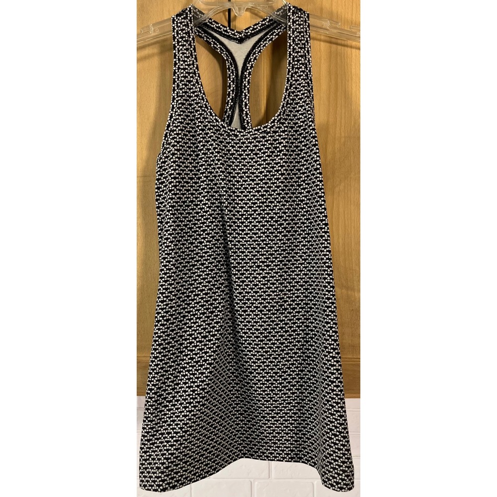 Lululemon Racerback Tank Top Women 4 Black White Geometric Dot Athletic Yoga